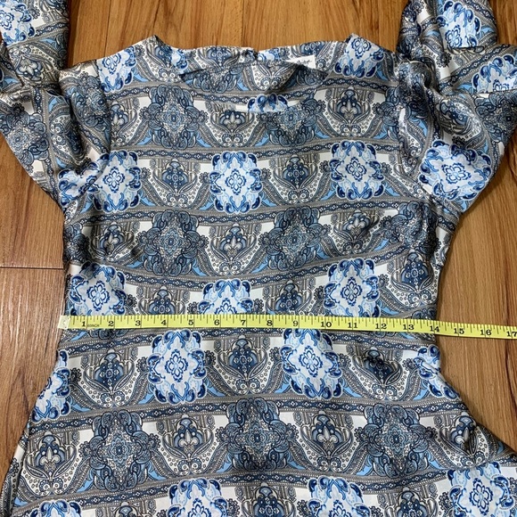 Miss Selfridge Blue Satin Longsleeve Tunic Dress - Picture 7 of 9